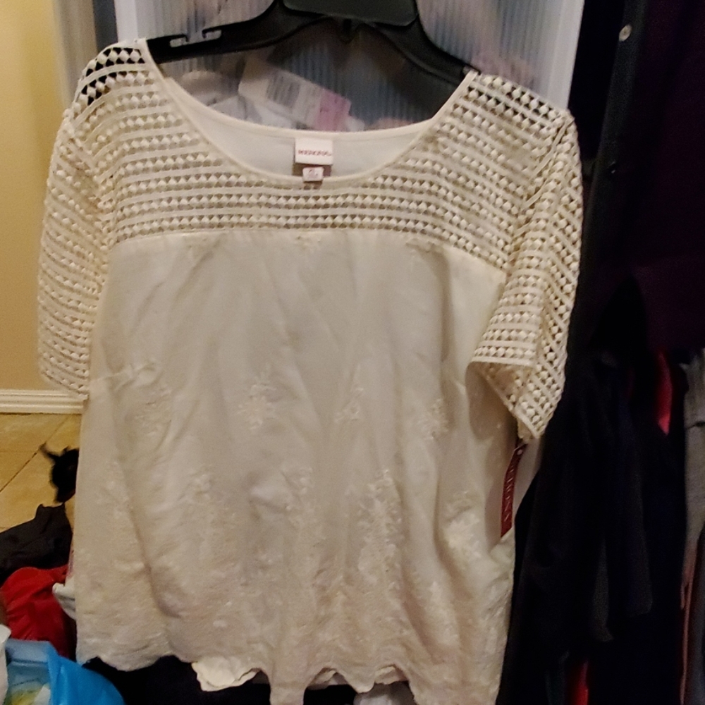 Vintage Merona Ivory Embroidered Blouse
